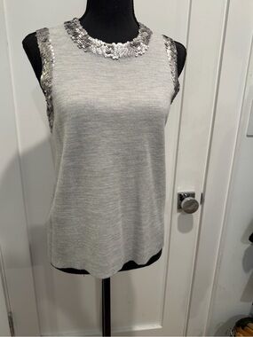 J CREW Women’s Sequined Shell Sweater S Gray